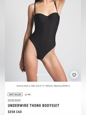 SKIMS Black Underwire Thong Bodysuit